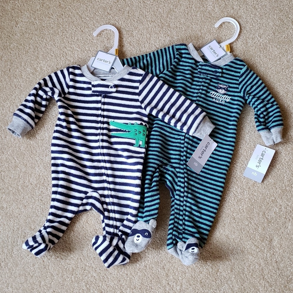 New Carters set of 2 Newborn footed sleepers